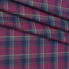 Shirt Fabric Donear Premium Giza Cotton Broad Check Colour Maroon Red