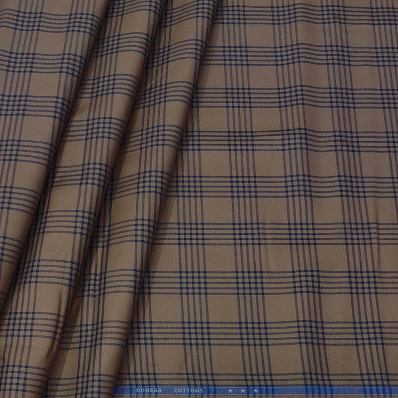 Shirt Fabric Donear Premium Giza Cotton Broad Check Colour Peanut Brown