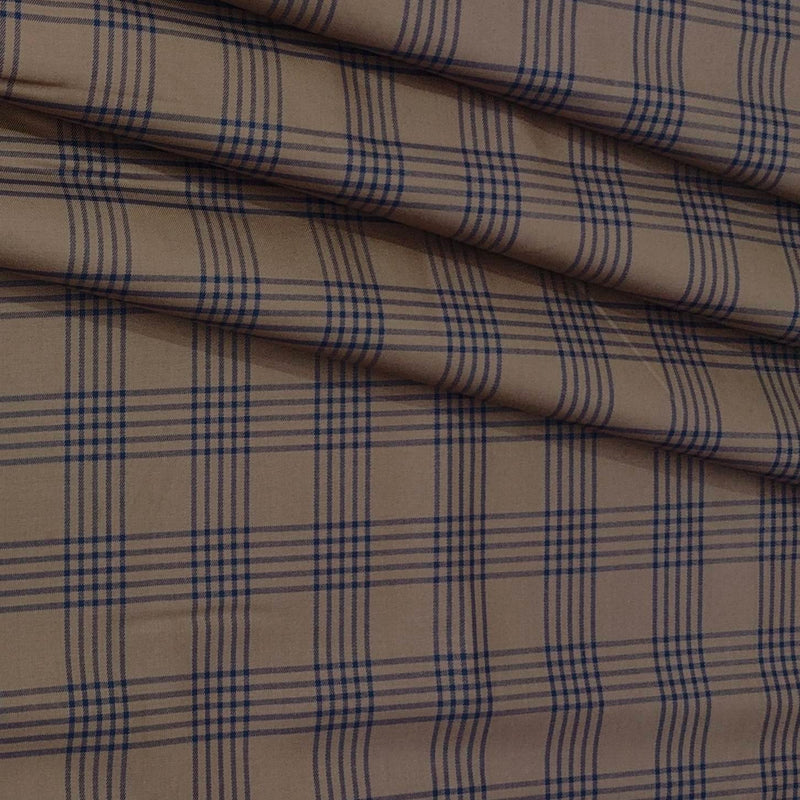 Shirt Fabric Donear Premium Giza Cotton Broad Check Colour Peanut Brown