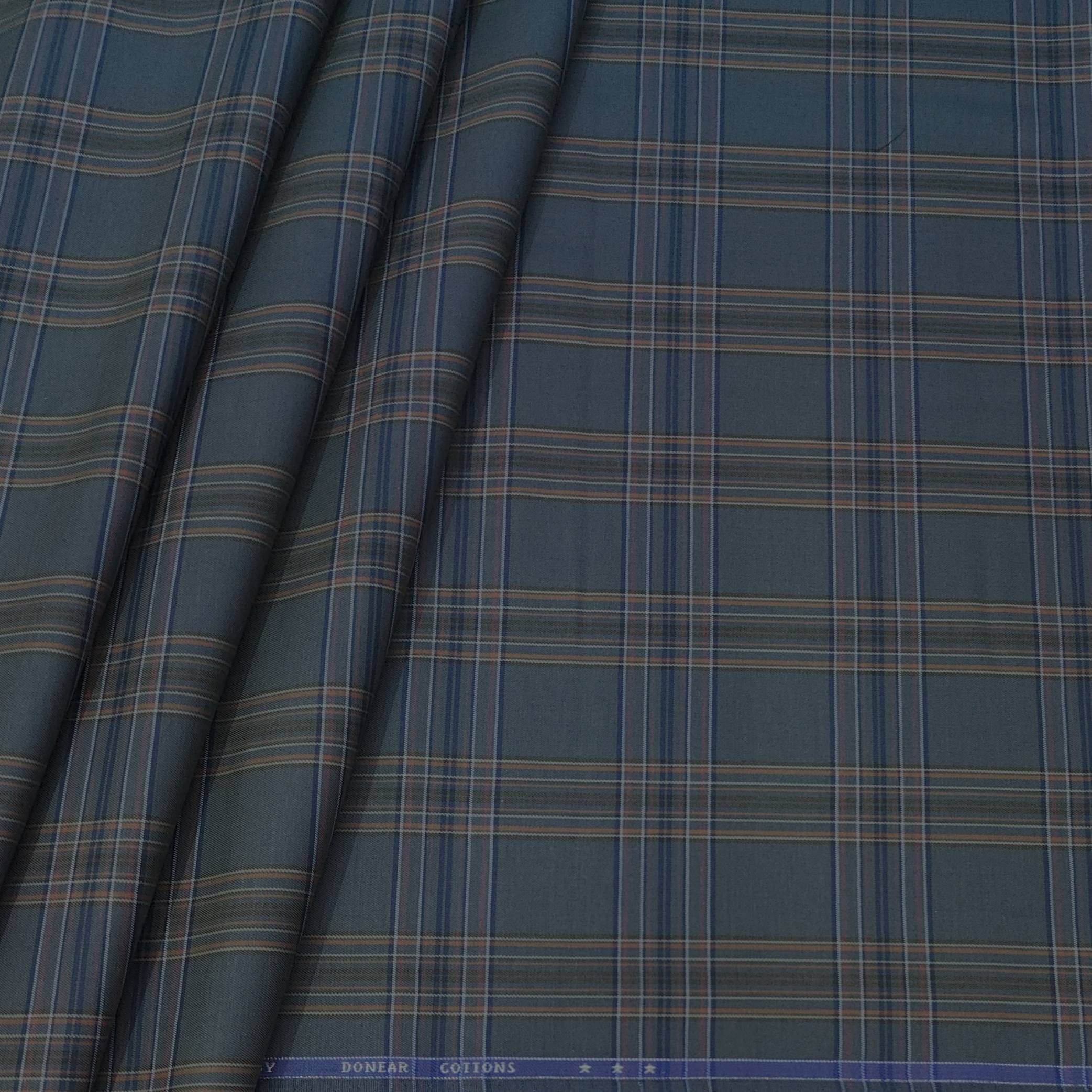 Shirt Fabric Donear Premium Giza Cotton Broad Check Colour Blue N Gree ...