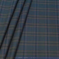 Shirt Fabric Donear Premium Giza Cotton Broad Check Colour Blue N Greenish Grey