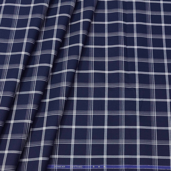 Shirt Fabric Donear Premium Giza Cotton Broad Check Colour Indigo Blue
