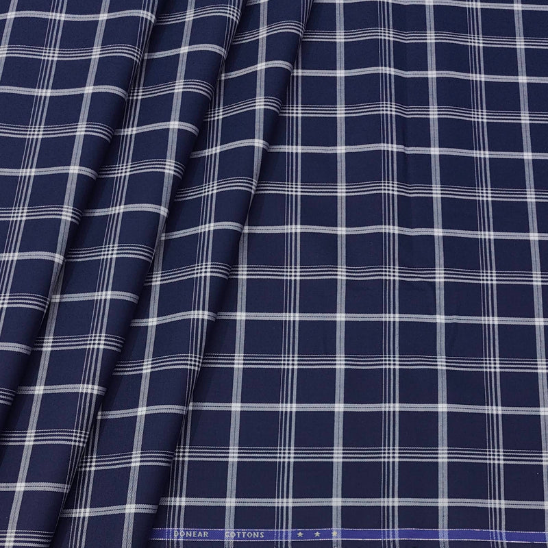 Shirt Fabric Donear Premium Giza Cotton Broad Check Colour Indigo Blue