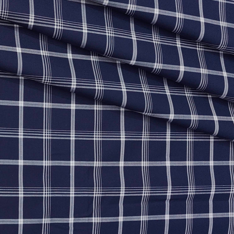 Shirt Fabric Donear Premium Giza Cotton Broad Check Colour Indigo Blue