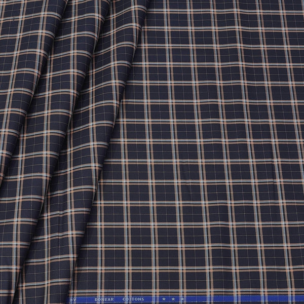 Shirt Fabric Donear Premium Giza Cotton Check Colour Coffee Brown