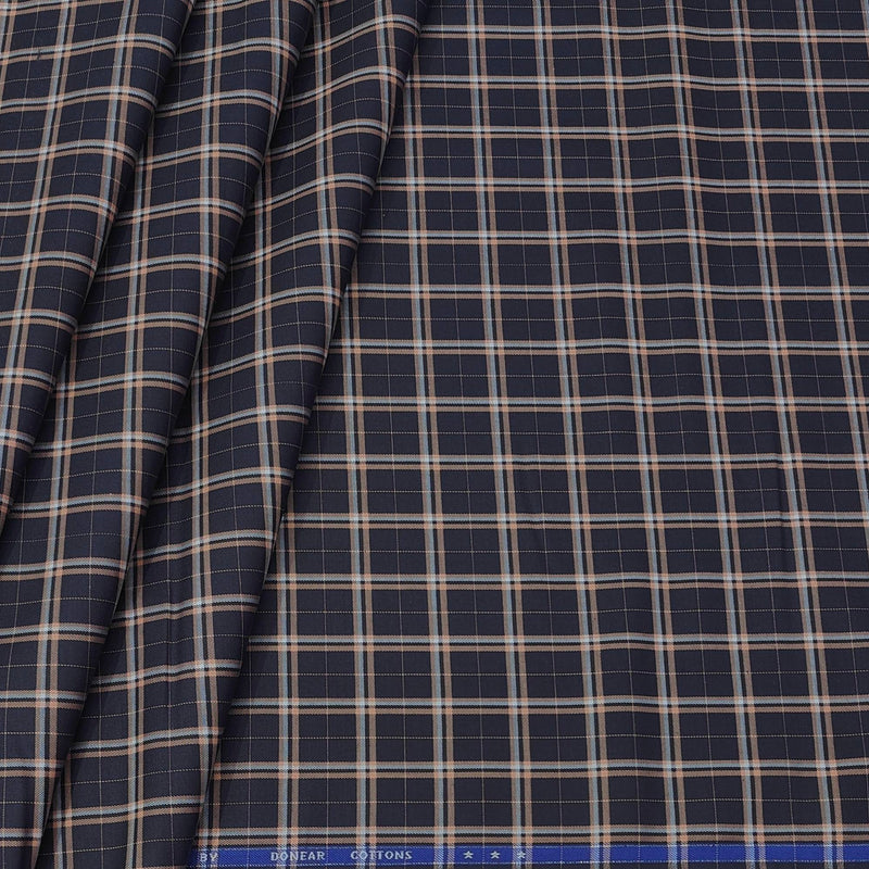 Shirt Fabric Donear Premium Giza Cotton Check Colour Coffee Brown