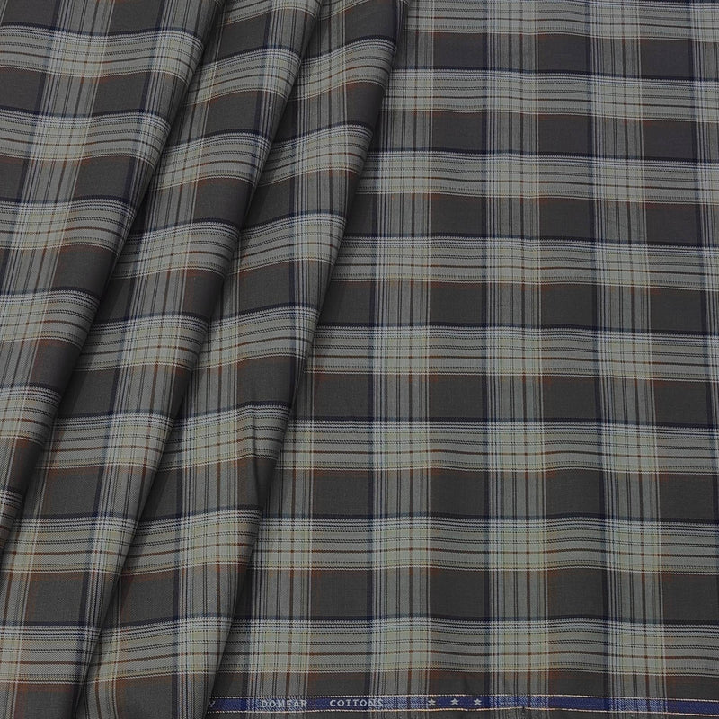 Shirt Fabric Donear Premium Giza Cotton  Broad Check Colour Light Chocolate