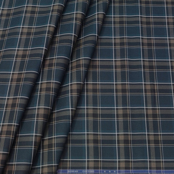 Shirt Fabric Donear Premium Giza Cotton Broad Check Colour Prussian Blue