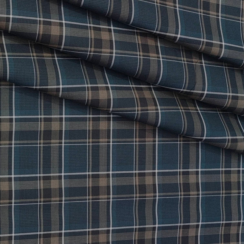Shirt Fabric Donear Premium Giza Cotton Broad Check Colour Prussian Blue