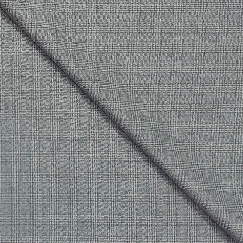 Trouser Fabric Canetti Italy Luxury Poly Viscose Check Colour Light Grey