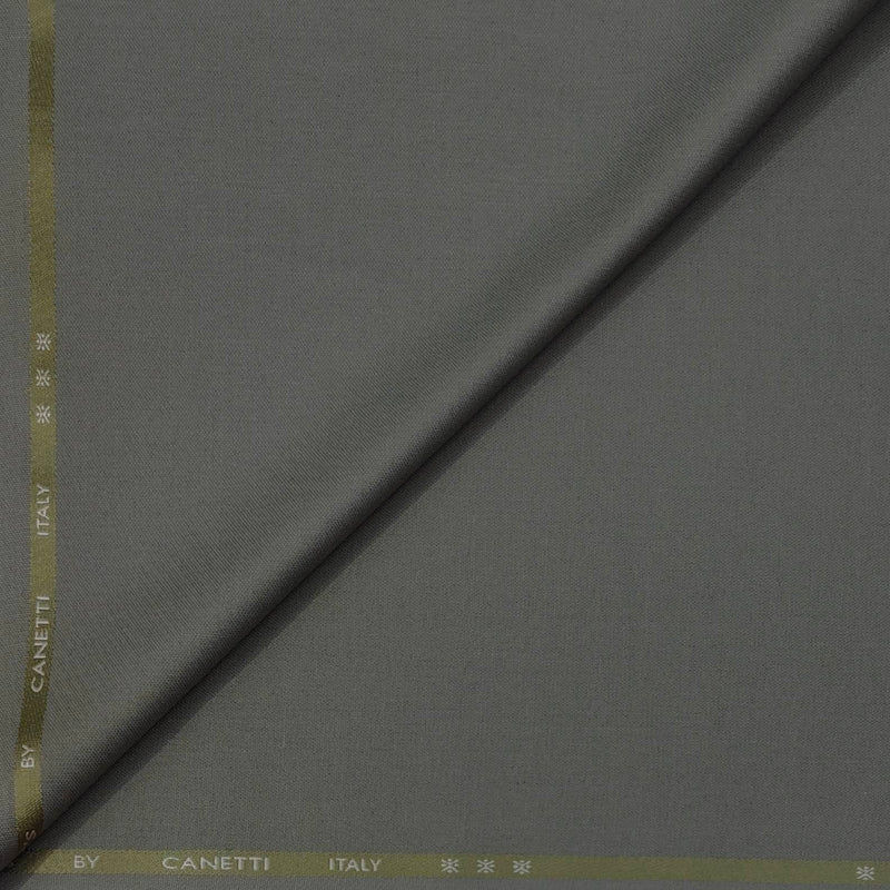 Trouser Fabric Canetti Italy Luxury Plain Viscose Slub Colour Greenish Grey