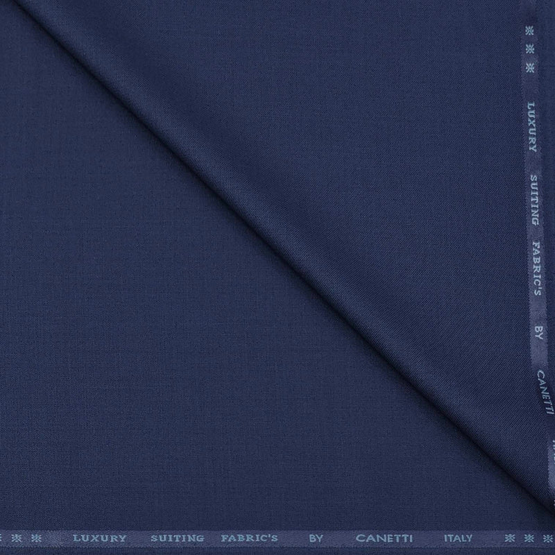 Trouser Fabric Canetti Italy Luxury Poly Viscose Plain Colour Blue