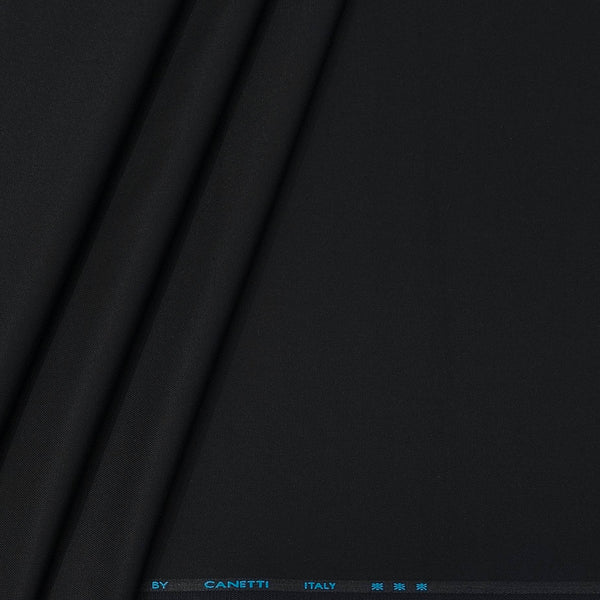 Trouser Fabric Canetti Italy Luxury Poly Viscose Plain Colour Crow Black