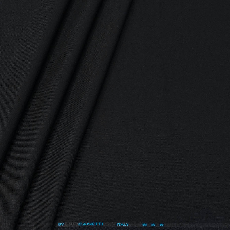 Trouser Fabric Canetti Italy Luxury Poly Viscose Plain Colour Crow Black