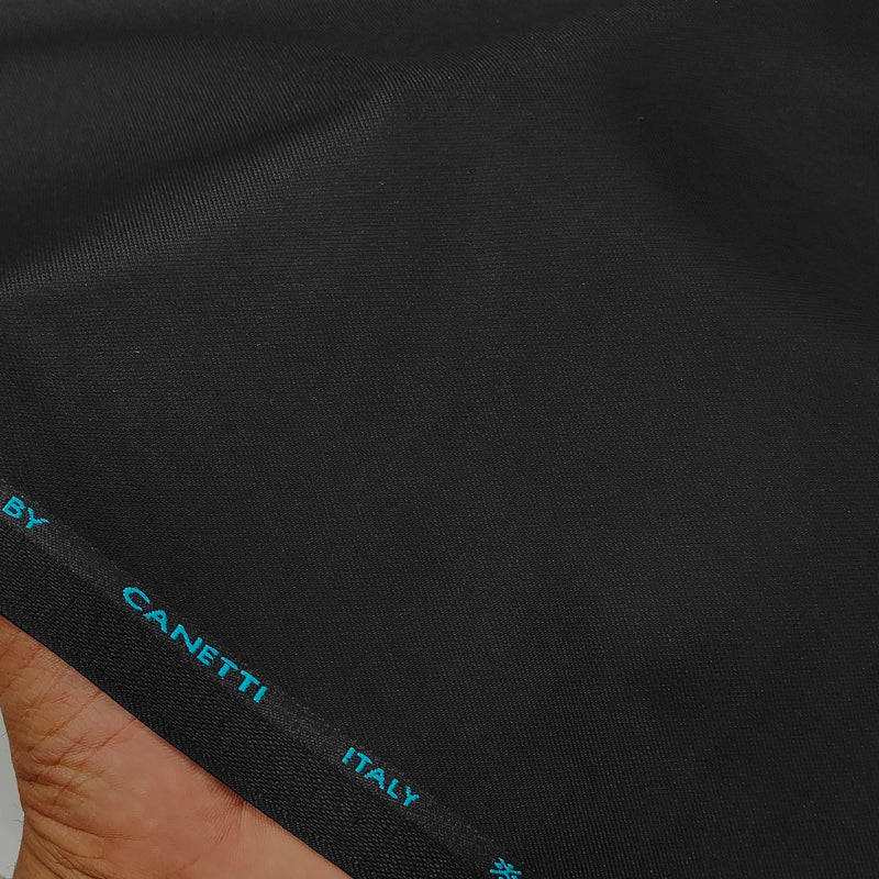 Trouser Fabric Canetti Italy Luxury Poly Viscose Plain Colour Crow Black