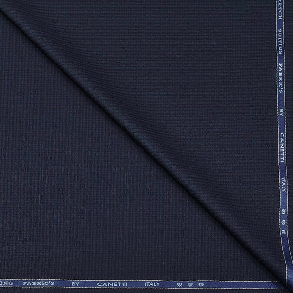 Trouser Fabric Canetti Italy Luxury Poly Viscose Pin Check Colour Dark Blue