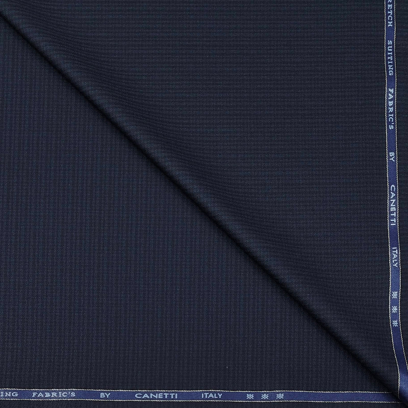 Trouser Fabric Canetti Italy Luxury Poly Viscose Pin Check Colour Dark Blue