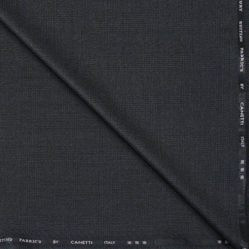 Trouser Fabric Canetti Italy Luxury Poly Viscose Broad Check Colour Steal Grey