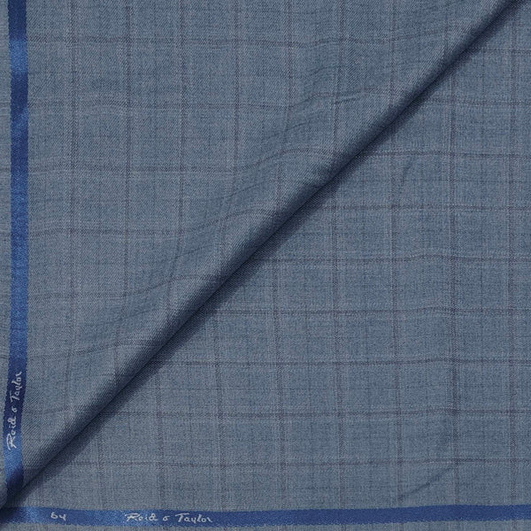 Trouser Fabric Reid & Taylor Poly Viscose Check Color Glaucous Blue