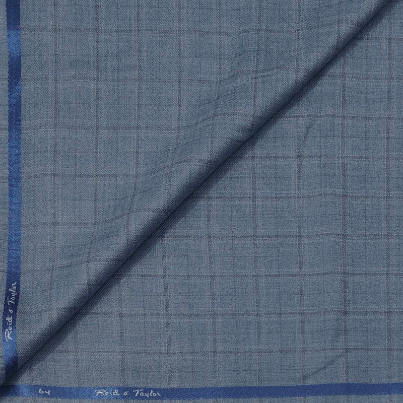 Trouser Fabric Reid & Taylor Poly Viscose Check Color Glaucous Blue