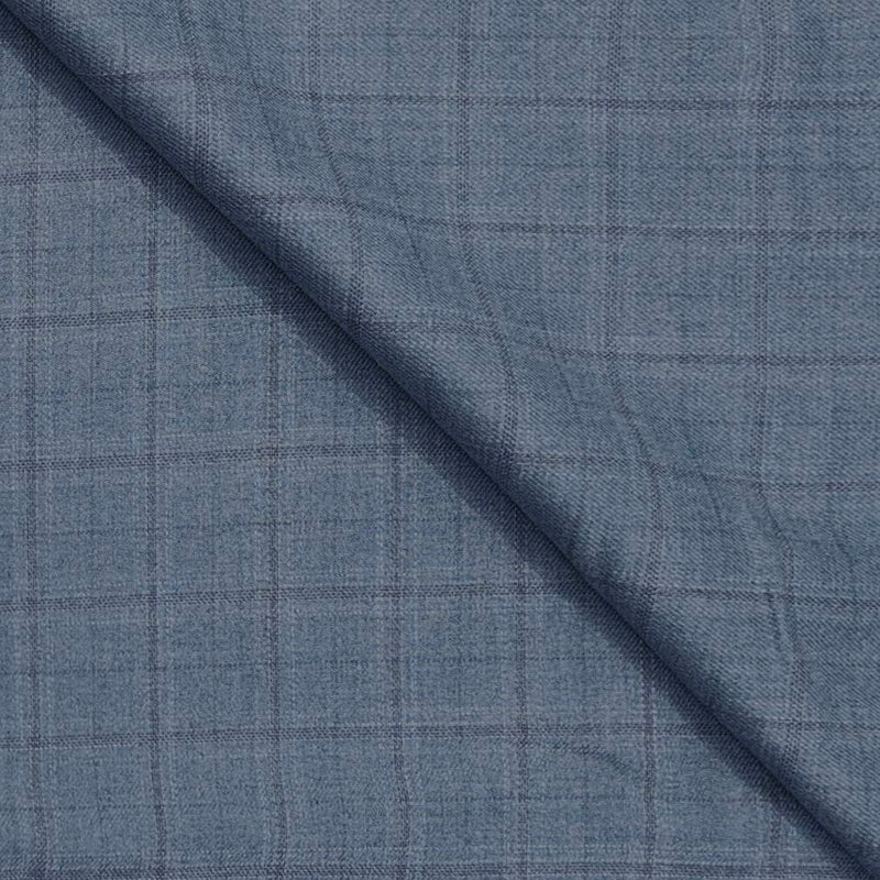 Trouser Fabric Reid & Taylor Poly Viscose Check Color Glaucous Blue