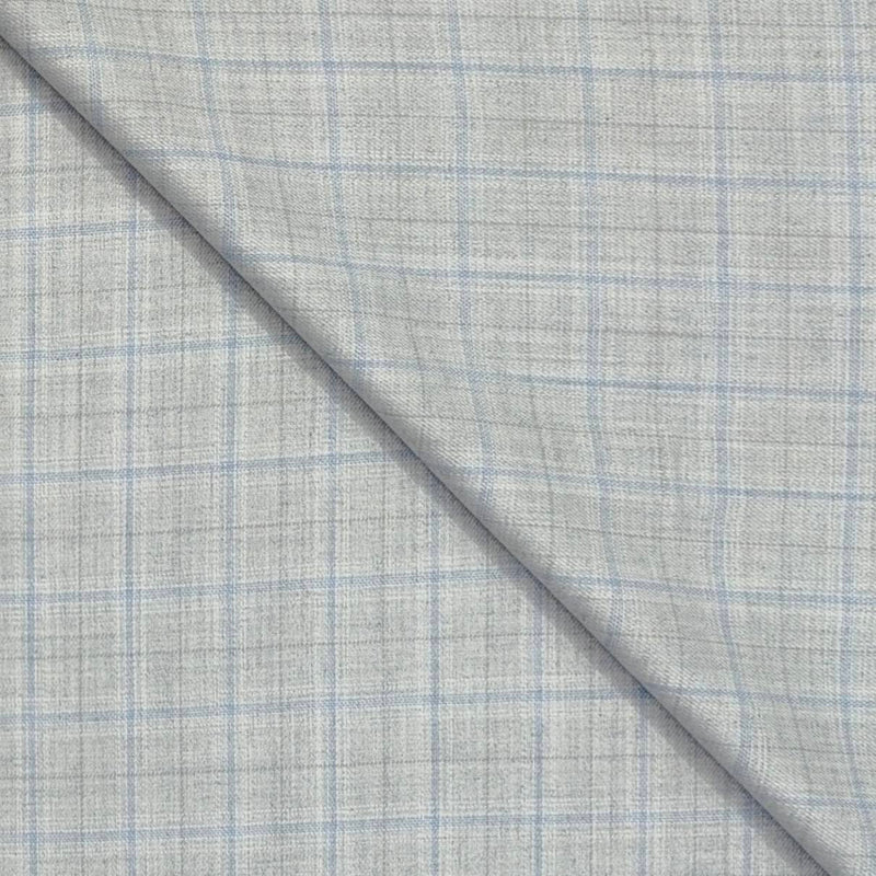 Trouser Fabric Reid & Taylor Poly Viscose Check Color Blue N Dusty Grey