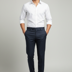 Trouser Fabric Donear Pure Cotton Textured Colour Dark Midnight Blue