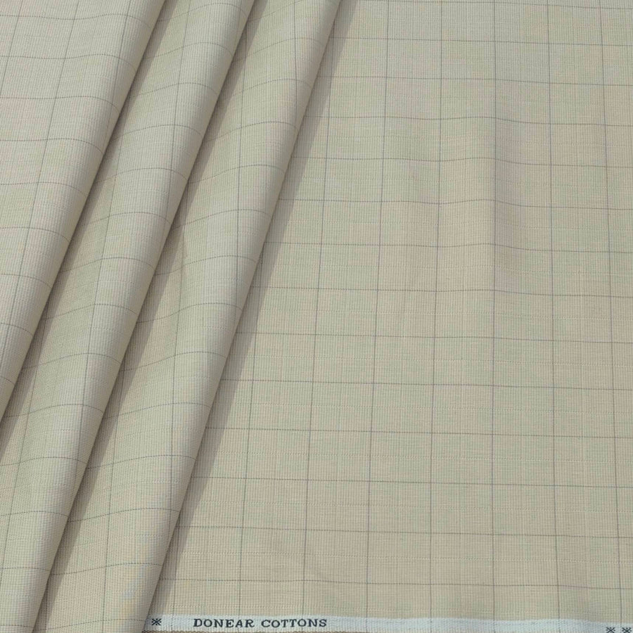 Trouser Fabric Donear Pure Cotton Check Colour Chamomile Brown