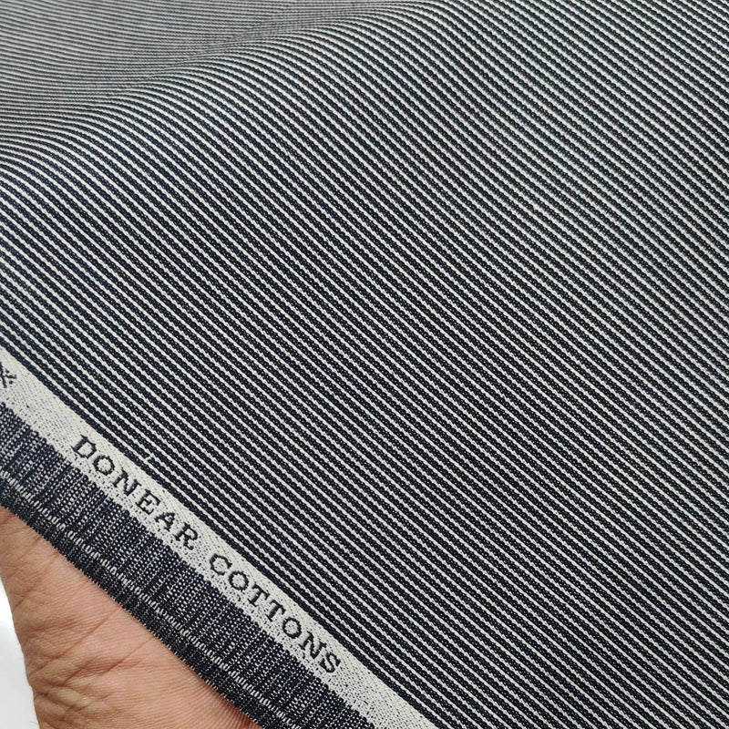 Trouser Fabric Donear Pure Cotton Pin Lining Colour Black N Grey