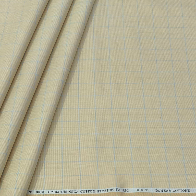 Trouser Fabric Donear Pure Cotton Check Colour Blue N Light Brown