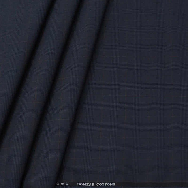 Trouser Fabric Donear Pure Cotton Mild Check Colour Space Blue