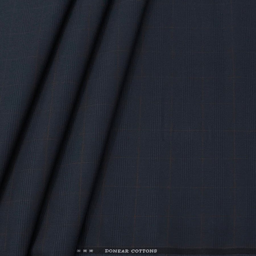 Trouser Fabric Donear Pure Cotton Mild Check Colour Space Blue