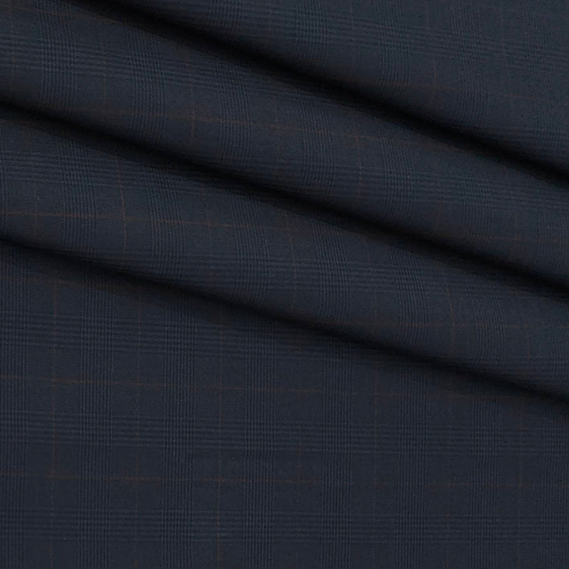 Trouser Fabric Donear Pure Cotton Mild Check Colour Space Blue