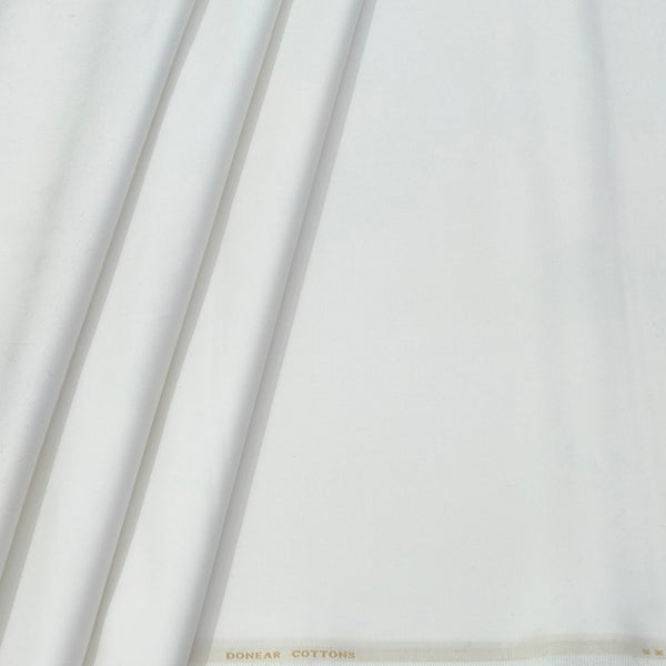 Trouser Fabric Donear LA Finish Lycra Pure Cotton Plain Colour Off White
