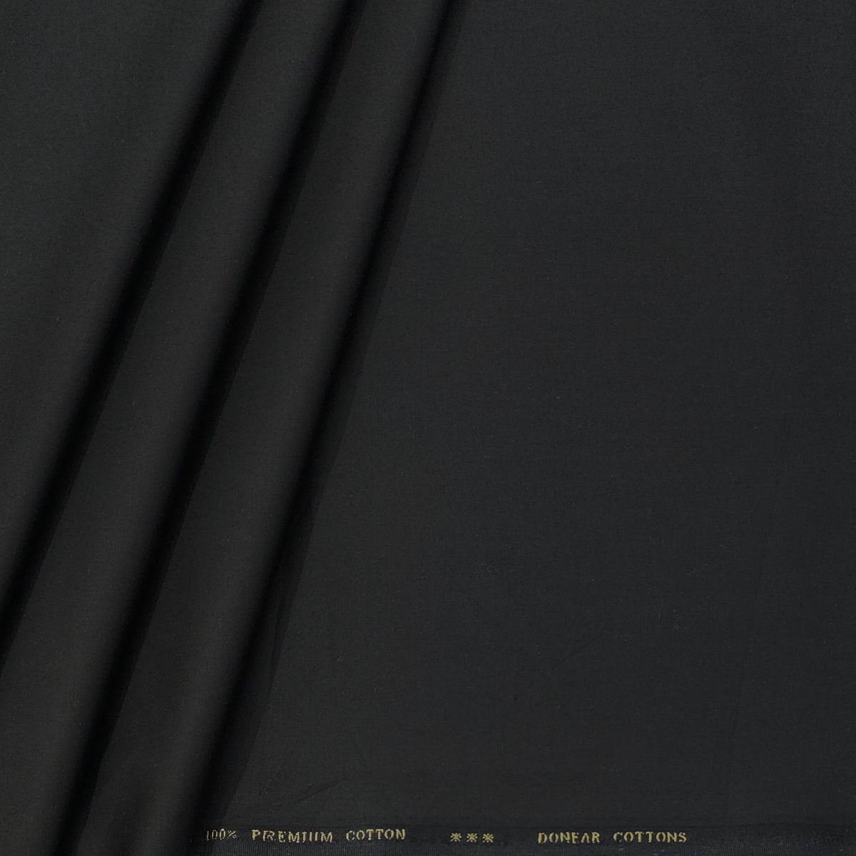 Trouser Fabric Donear LA Finish Lycra Pure Cotton Plain Colour Faded Black