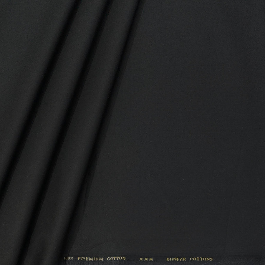 Trouser Fabric Donear LA Finish Lycra Pure Cotton Plain Colour Faded Black