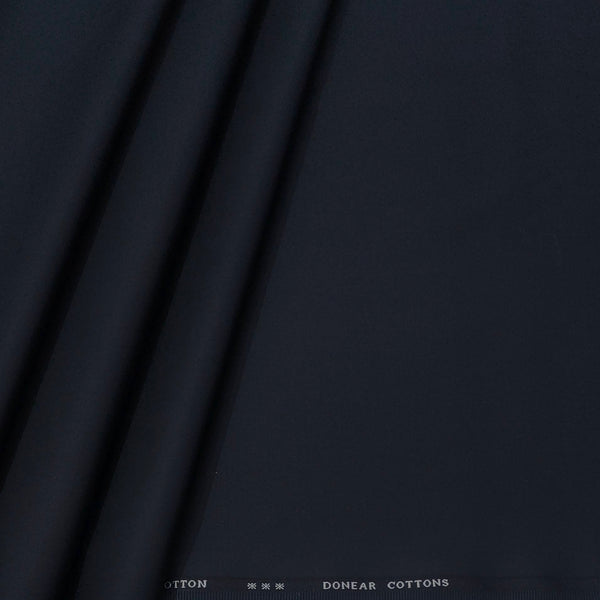 Trouser Fabric Donear LA Finish Lycra Pure Cotton Plain Colour Dark Midnight Blue