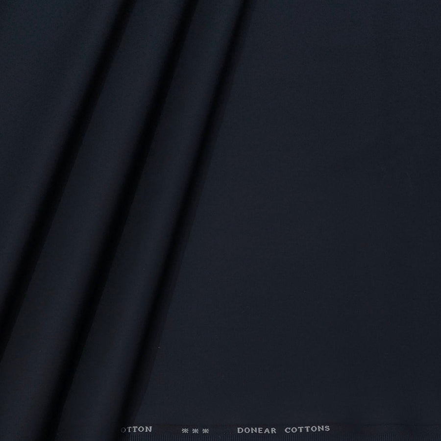 Trouser Fabric Donear LA Finish Lycra Pure Cotton Plain Colour Dark Midnight Blue