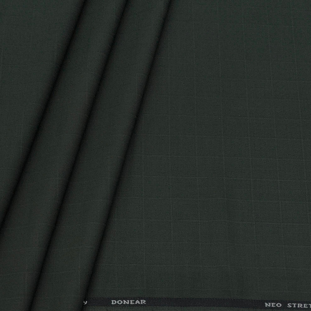 Trouser Fabric Donear 4Way Stretchable Premium Check Colour Dark Green