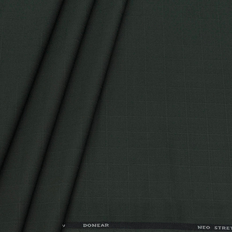 Trouser Fabric Donear 4Way Stretchable Premium Check Colour Dark Green