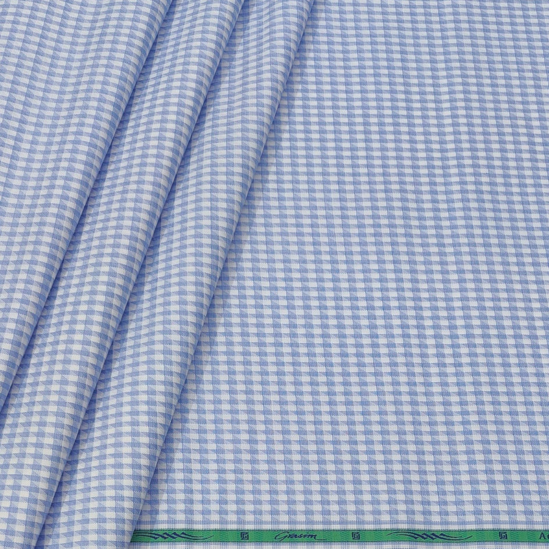 Shirt Fabric Grasim 100% Cotton Zig Zag Check Colour Blue