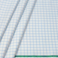 Shirt Fabric Grasim 100% Cotton Check With Jacquard Colour Blue N White