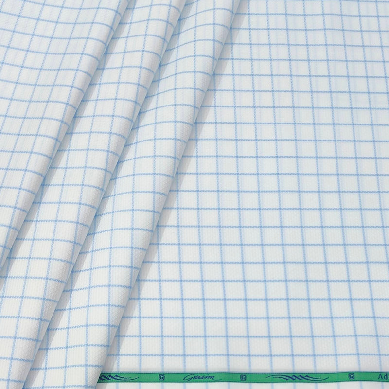 Shirt Fabric Grasim 100% Cotton Check With Jacquard Colour Blue N White