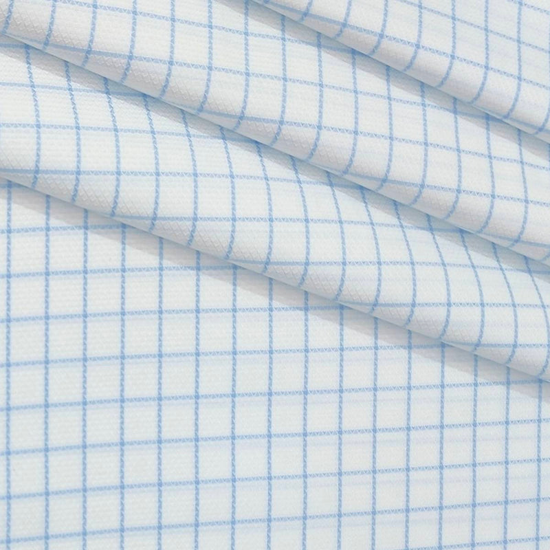 Shirt Fabric Grasim 100% Cotton Check With Jacquard Colour Blue N White