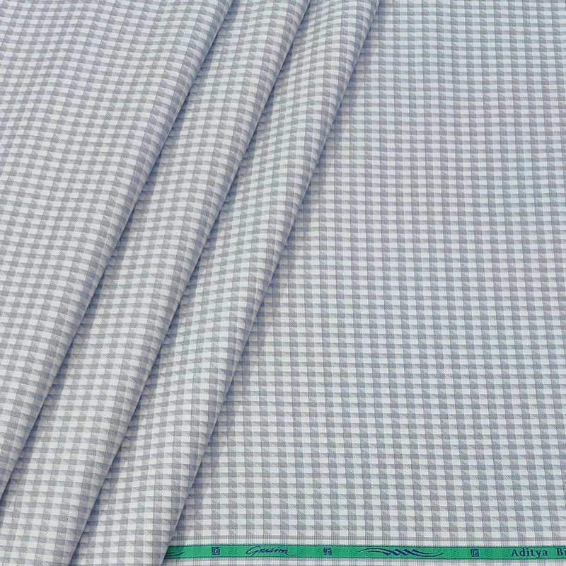 Shirt Fabric Grasim 100% Cotton Zig Zag Check Colour Grey N White