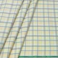Shirt Fabric Grasim 100% Cotton Broad Check Colour Yellow N Grey