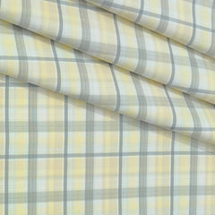 Shirt Fabric Grasim 100% Cotton Broad Check Colour Yellow N Grey