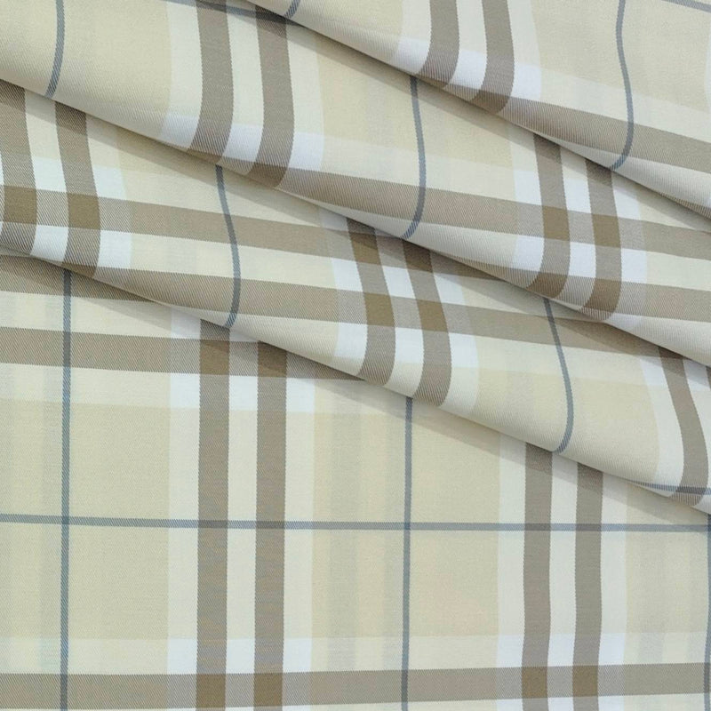 Shirt Fabric Grasim 100% Cotton Broad Check Colour Beige N Brown