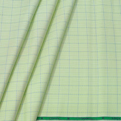Shirt Fabric Grasim 100% Cotton Check With Dobby Colour Light Green N Blue