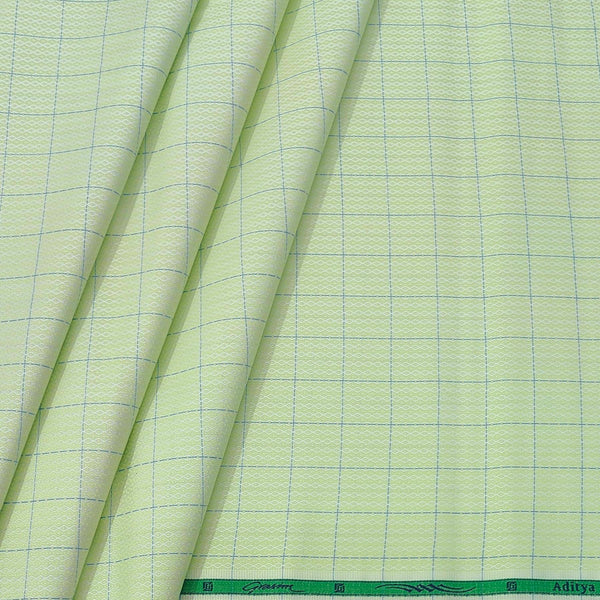 Shirt Fabric Grasim 100% Cotton Check With Dobby Colour Light Green N Blue